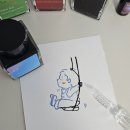 플러스펜으로 그리는 감성엽서 | 잉크와 글라스펜으로 그린 작은 감성 그림