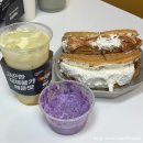 (주)와플 | 카페인중독 명지대점 애플시나몬 와플 | 꿀고구마 크림 라떼 후기