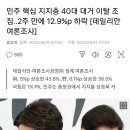 민주 핵심 지지층 40대 대거 이탈 조짐..2주 만에 12.9%p 하락 [데일리안 여론조사] 이미지