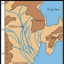 신석기 한반도지형 및 온도/해수면 변화 이미지