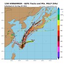 11호태풍 힌남노 예상경로 (한,미,일 및 GFS 모델예측) 이미지