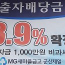 군산제일 새마을금고 출자배당금 3.9% 확정 이미지