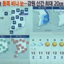 오늘 동쪽 비나 눈 ~~~ 강원 산간 최대 20cm 폭설 이미지
