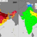 인도 지역별 출산율 변화 2001 vs 2021 이미지