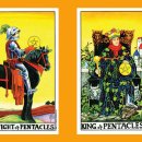 타로 마이너 아르카나 펜타클(Pentacles) 코트카드 시종, 기사, 퀸, 킹을 사색하다 이미지