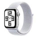 Apple 정품 2024 애플워치 SE 2세대 알루미늄 케이스, 40mm, GPS, 실버 / 블루 클라우드 스포츠 루프, Loop 이미지