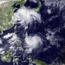 강력하게 발달한 제 11호 태풍 할롱모습과, 한반도휘감은 제 12호 태풍 나크리. 이미지