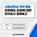 [서울대학교 약학계열 전과제도 도입에 대한 인식조사 결과 안내] 이미지