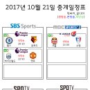 2017년 10월 21일 (토요일) 축구중계 방송편성표 이미지