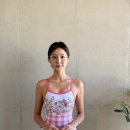 크로스나인 | 티에스나인 수영복 실착용 후기 핑크 체크 플라워