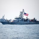 페르시아만 배치 미 해군 초계정 보기 드문 편대 항진 이미지