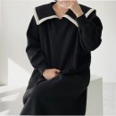 빅데일리커피 | 기모 세일러 빅카라 빅사이즈 원피스로 완성하는 따뜻한 겨울 데일리룩