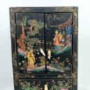 민속품 | 옥 칠기 보석함 그림 페인팅 청나라 유행 보관함 재현품 중화민국시대 후기 제작품 민속품 미니 캐비넷
