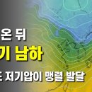 저기압이 통과한 뒤 서고동저 기압배치로 한기 남하 - 제주도 저기압이 맹렬 발달 이미지