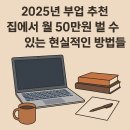 2025년 부업 추천 - 집에서 월 50만원 벌 수 있는 현실적인 방법들