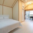 도서관 마당에서 가을 숲 캠핑 이미지