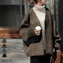 메이저핏 | 레이디스 V 넥 여성 샤기 니트 가디건 오버핏 루즈핏 포근한 데일리 아우터