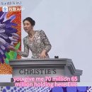 홍콩 크리스티 쿠사마 야요이 특유의 물방울 무늬 유화작품 이미지