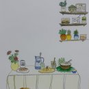 일상을 기록하는 수채 펜드로잉 이미지