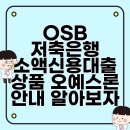 OSB 저축은행 소액신용대출 상품 오예스론 안내 알아보자