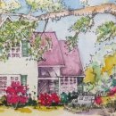 연필스케치와 꽃그림 이미지