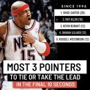NBA 1996년 이후 마지막 10초, 동점이나 역전 3점을 가장 많이 성공시킨 선수 TOP 5 이미지