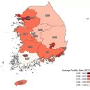 한반도 지역별 출산율 이미지