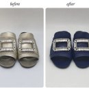 골드명품세탁 | 📌 로저비비에 뮬 컬러변경 복원 후기 │ 골드 → 딥블루 전체염색으로 분위기 완전 변신