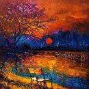 "석양의 가을 강 (Autumn River at Sunset)" 그림 이미지