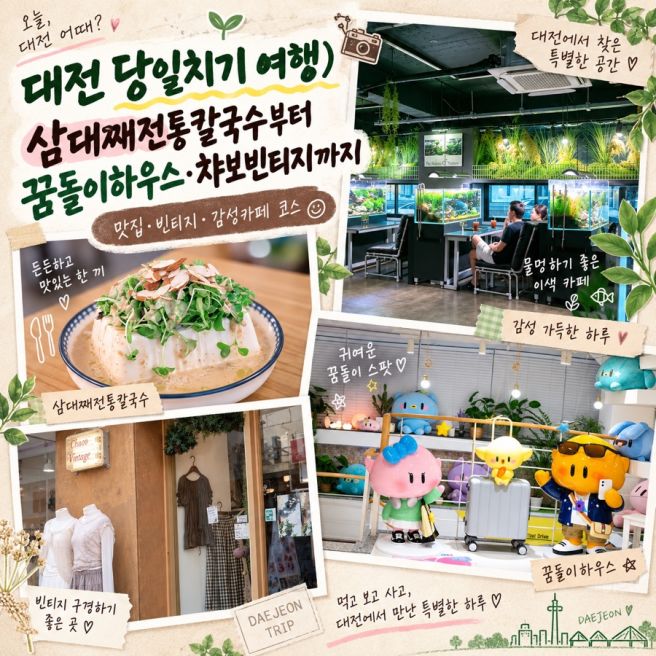 대전 당일치기 여행) 삼대째전통칼국수부터 꿈돌이하우스·챠보빈티지까지