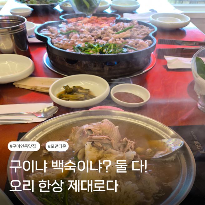구미 인동 오리고기 맛집 모던타운 생오리 로스 오리백숙 가족외식 후기