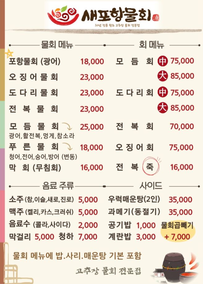 [포항] 40년 된 포항 대표 고추장 물회, 새포항물회집 방문기