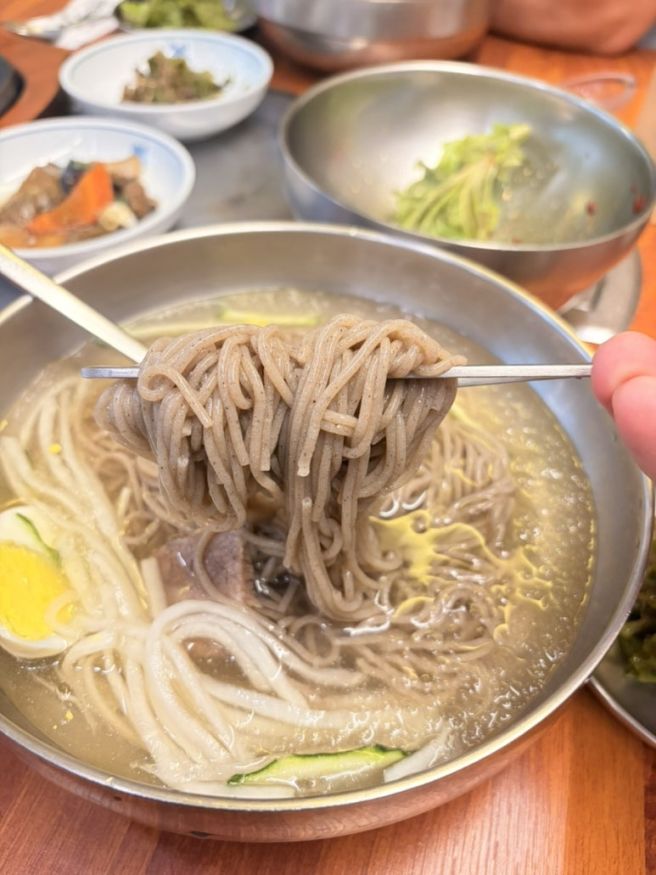 우정면옥 : 경북 영주 웨이팅 냉면 맛집, 메밀물냉면과 석갈비 주문 후기