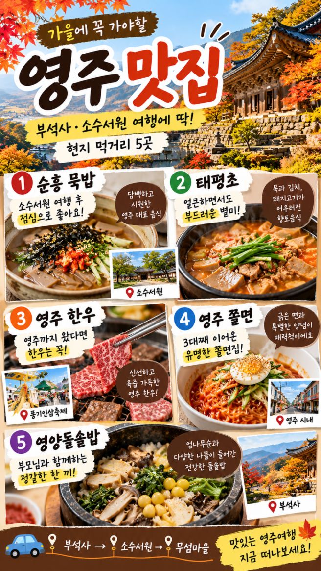 영주 맛집 어디 갈까?｜부석사·소수서원 여행에 붙이기 좋은 현지 먹거리 5곳