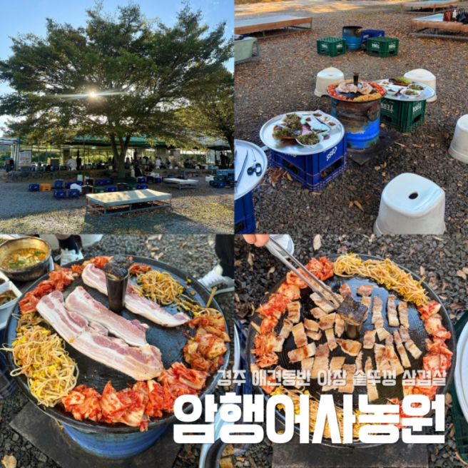 경주 야장 맛집 애견동반 야외 고기집 솥뚜껑 삼겹살 암행어사농원