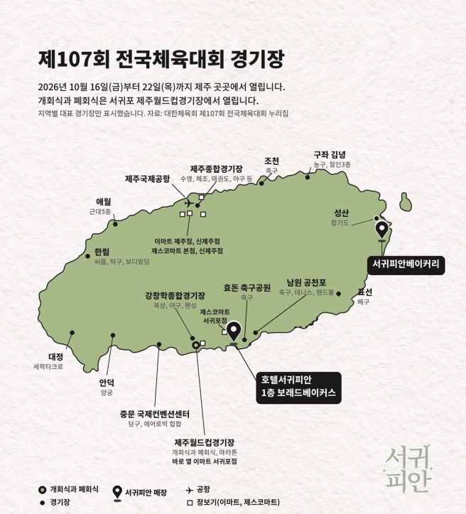 제주 전국체전 경기장 주변 가볼만한곳, 백년가게와 향토음식점 노포 맛집까지